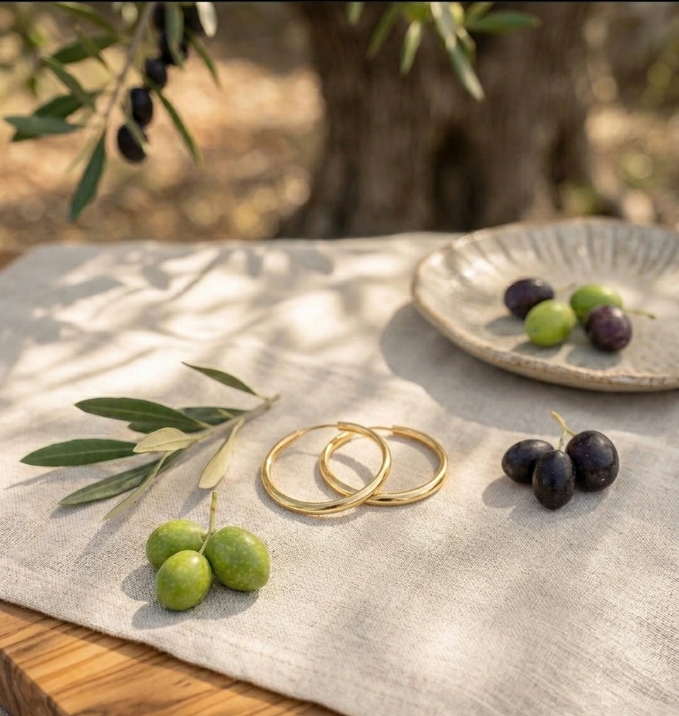 Pendientes dorados con aceitunas — OLIVÉ